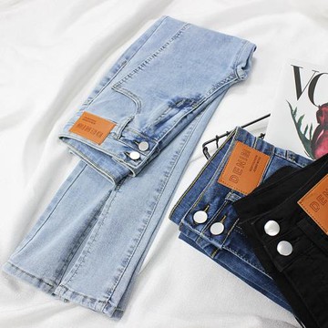 前開叉微喇叭牛仔褲女小個子高腰顯瘦拖地馬蹄2025年新款爆款褲子