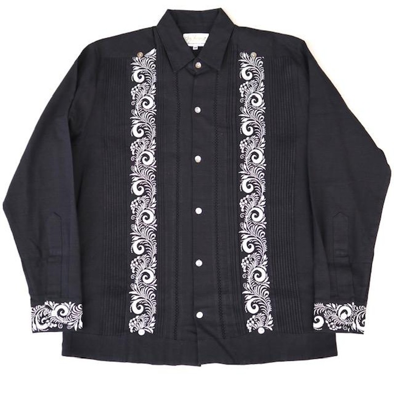 サイズ38 Estrella Standard L/S GUAYABERA (IMP-101L-BS)BLACK x SILVER 長袖キューバシャツ  メキシコ 民族シャツ | LINEブランドカタログ