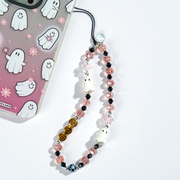 Ghost Party Pink Crystal Phone Charm