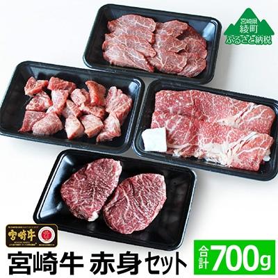 ふるさと納税 綾町 宮崎牛赤身セット700g(ステーキ200g・焼肉150g・スライス200g・サイコロ150g)綾町