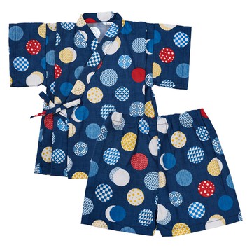 akachan honpo - 兩件式甚平-和風圓圈-深藍色