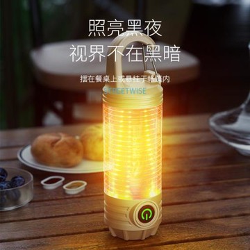 微笑鯊便攜可充電掛鉤隨身背包信號燈三色光迷你卡扣露營手電筒