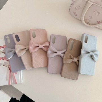 日韓進口 蝴蝶結支架 荔枝皮紋手機殼 索尼Xperia 1VII 10 5 1 VI V IV III 防摔殼