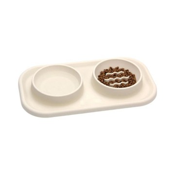 【48時熱賣】食品級硅膠寵物碗雙碗貓狗碗慢食碗小型防摔防噎緩食碗不鏽鋼狗盆