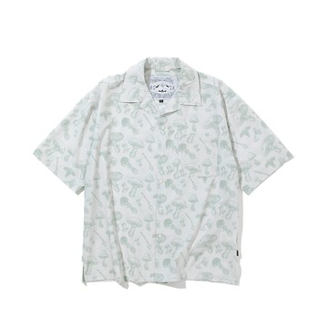 日本限定 POLER DRY BREATHABLE RELAX OPEN COLLAR SHIRT / 透氣快乾休閒開領襯衫 / 印花淺灰綠