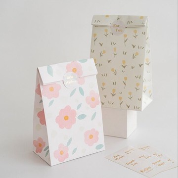 [Hare.D]台灣現貨 田園風 平口紙袋 附貼紙 加厚 紙袋  送禮 節慶 包裝袋 禮品袋 手做品包裝  烘培紙袋