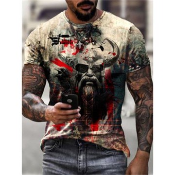 Viking Mythology 3D Print Men's T-Shirt維京戰士3D印花男