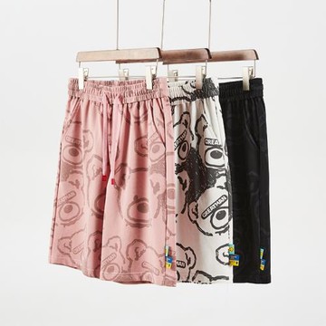 外穿草莓小熊籃球短褲男五分褲可愛運動褲衩潮牌情侶外穿粉色褲子