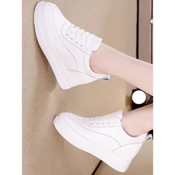 內真高小白鞋內增高真皮純白女款運動鞋旅游休閑類四季的厚底鞋子