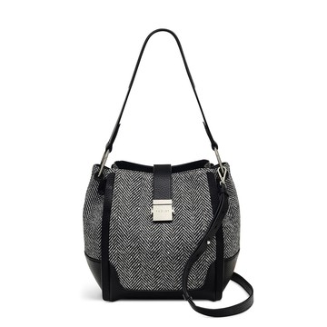 Radley London Womens Leather Sloane Street - Herringbone Medium Open Top Shoulder - Black Medium