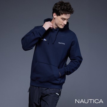 Nautica男裝 簡約時尚撞色連帽長袖-深藍色