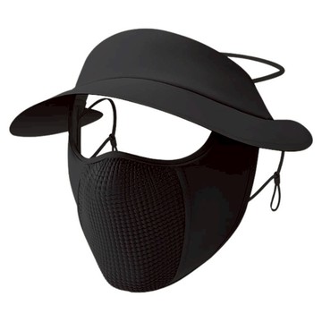 羽和暖 swarm 大帽簷遮陽掛耳冰絲騎行防風面罩  1個  經典黑