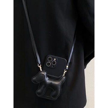 簡約小狗卡包斜挎適用vivox200手機殼x300pro皮質x100/x90女s20/s19/s18/s17小眾個性s50全包s30背帶y500防摔