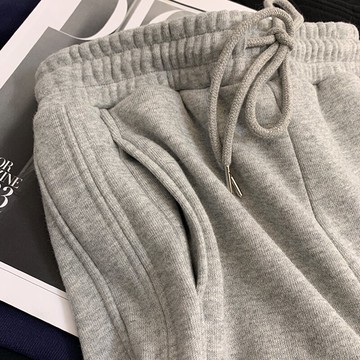 ins超火灰色運動褲子女秋冬加絨加厚高腰顯瘦束腳衛褲休閑哈倫褲