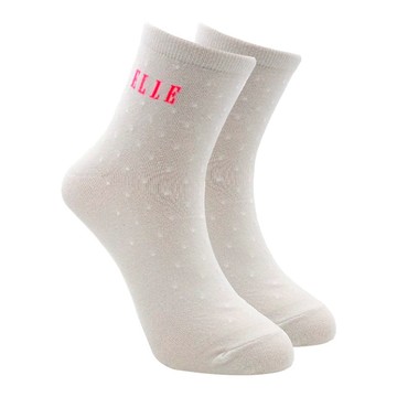 ELLE 女款1/2休閒短襪 英倫點點風 排汗 彈性襪口  淺灰色  22~24cm  1雙
