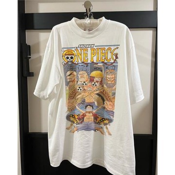 平價好物重磅不透 復古oldschool做舊感日系動漫人物路飛純棉短袖