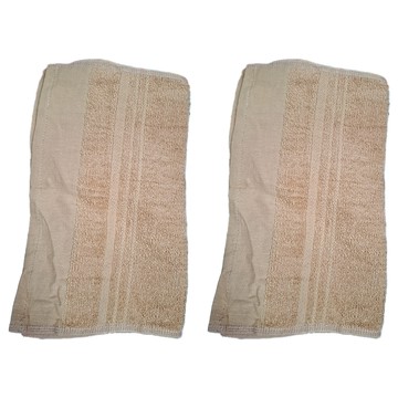 LIFE 來福牌 HS0524緞條素色毛巾 34 x 79cm 88g 棉紗 奶茶色 2入