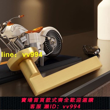 拉絲金門鎖通用型家用靜音臥室門鎖房間木門鎖室內分體磁吸門把手-