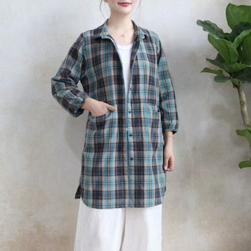 格紋開襟襯衫410159