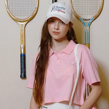 Piv'vee 粉紅色短版笑臉Polo衫