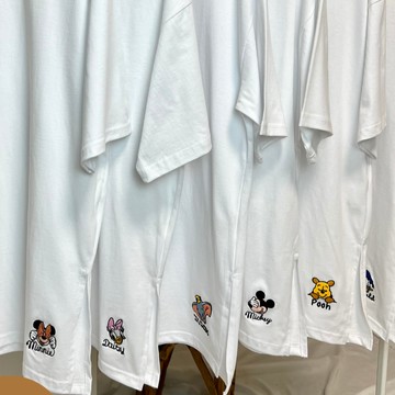【正韓】寬版白色迪士尼刺繡素T /米奇/米妮/唐老鴨/黛西/維尼