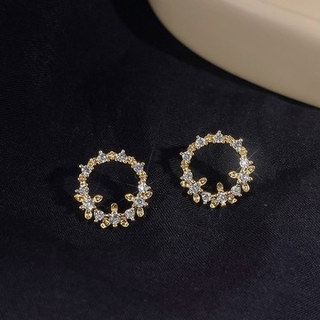 ▪NANA▪B21 日韓流行耳飾 S925銀針 清新質感滿鑽花環 耳針 耳環