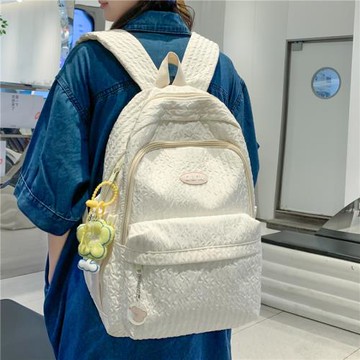 書包女初中生韓版清新校園簡約純色高中生大學生背包日系雙肩包潮