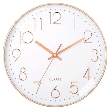 YUNMI 12吋簡約設計石英掛鐘/大數字靜音時鐘 30cm  白色