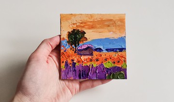 意大利油畫原作 Original Art 手工油畫 Oil Painting 油畫 Toscana Lavender by Verafe