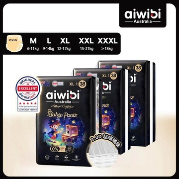 【安琪兒婦嬰百貨】Aiwibi 愛薇彼 安撫魔法褲型紙尿褲x3包入 箱購(拉拉褲/紙尿褲/尿布) 柔軟透氣 日夜通用-XXL-108P