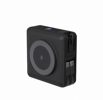 磁吸行動電源（黑）+磁吸充電扁線（藍）