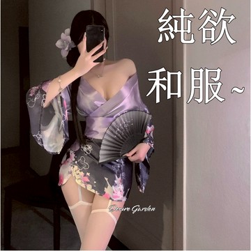 情欲花園🌹｜現貨🔥日式印花高質感和服誘惑內衣性感深V花間狐夢二次元開襟日系和服制服套裝 cosplay制服誘惑 角色扮演