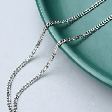 純鋼素鏈條 側身批角鏈疊戴項鍊 無吊墜裸鏈 鎖骨鏈－DUSHA STEEL 杜莎鋼飾
