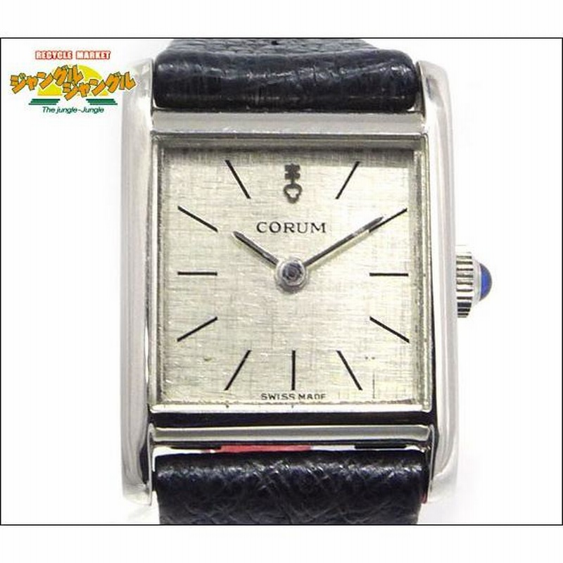 コルム レディース腕時計 15158 手巻き SS/レザー シルバー文字盤  