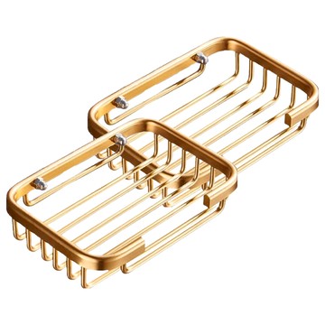 神崎家居 免鑽孔鋁合金香皂瀝水架 防水防鏽  2個  金色