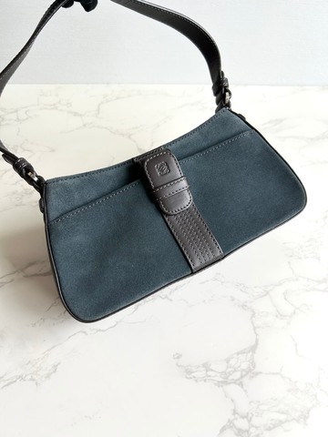 絕版古董包 Loewe灰藍拼皮腋下包 側背包 單肩包 復古包 中古包