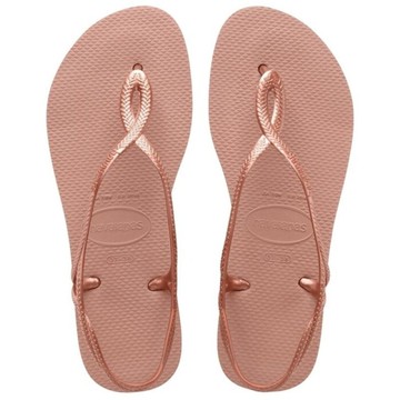havaianas 哈瓦士 巴西人字拖 女款 Luna 番紅花粉 8字涼鞋 夾腳拖 海灘鞋【南風百貨】