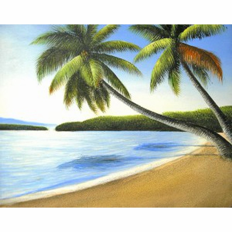 バリアート絵画l横m Santo 椰子の木とseaside 額横約63cmｘ縦53 5cm アジアン バリ タイ 雑貨 インテリア 通販 Lineポイント最大1 0 Get Lineショッピング