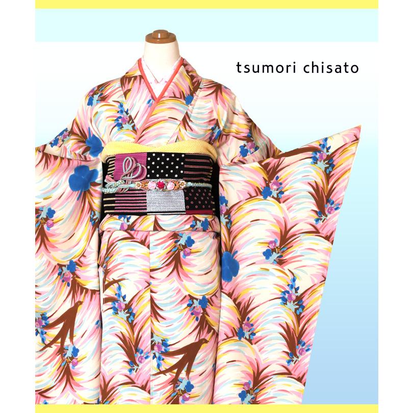 レンタル ふりそで 結婚式 振袖 レンタル フルセットレンタル レトロ ツモリチサト tsumori chisato モダン ピンク色振袖レンタル 着物