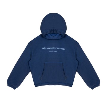 alexanderwang 經典毛圈布閃亮徽標連帽衫