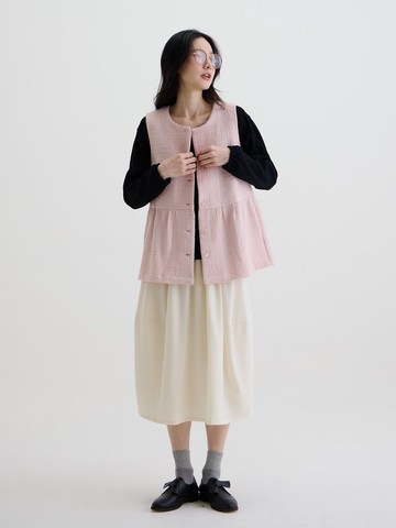 舒芙蕾開襟背心-莓粉