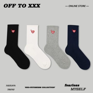 日系潮牌愛心刺繡毛巾底加厚襪子冬季時尚ins潮流港風中筒襪男女