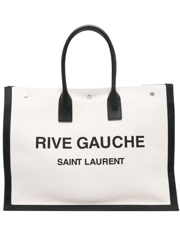 Saint Laurent - Rive Gauche leather tote bag - men - Calf Leather/Fabric - One Size - Neutrals