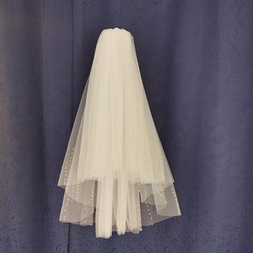 5新品 帶發梳頭紗 珍珠豎條紋 頭紗雙層新娘裝飾領證頭紗莎婭