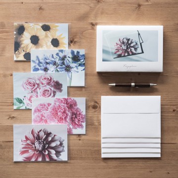 Fragsphere 點綴心意 花卉信紙組 附信封 5張入 明信片尺寸 日本製造 FLP-001A