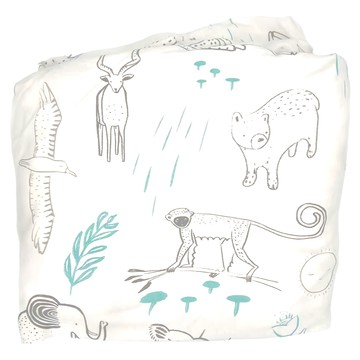 MUSLIN TREE 棉布樹 北歐純棉新生兒床包  140 x 70 x 15cm  森林動物 白色  1件