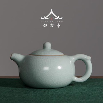 汝窯功夫茶壺陶瓷泡茶家用開片冰裂大號西施壺景德鎮汝瓷茶具單壺