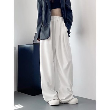 大碼山本闊腿褲女春季胖mm直筒垂感運動梨形身材高腰加絨加厚褲子