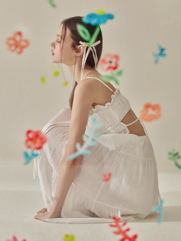 Lehen Strap Cut-out Long Dress [White]