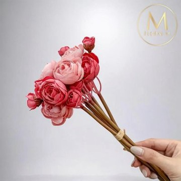 【Floral M】法式浪漫復古茶花胭脂粉仿真花花材6入組(人造花/仿真花/假花/花藝DIY/裝飾花材)